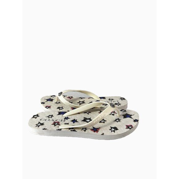 Coach Abbigail 8B Flip Flops Red White Blue Stars Americana Rubber Chalk Summer - Picture 11 of 16